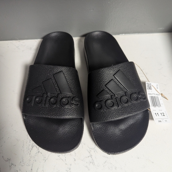 Adidas Black Slides with Logo - Picture 1 of 6